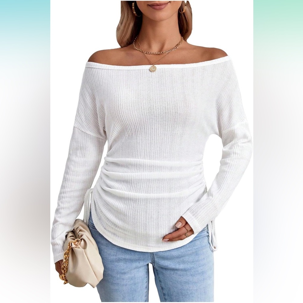 Maternity Off-Shoulder White Long Sleeve Top